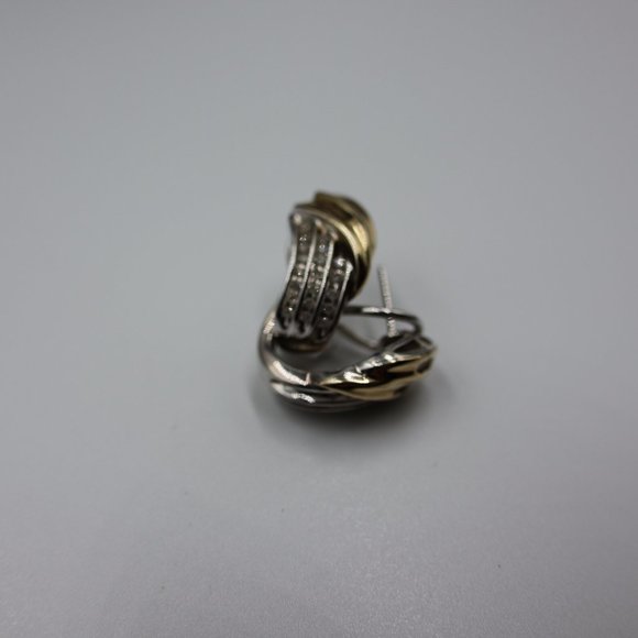 Lovely 14K Gold, Sterling, and Diamond Earrings – Omega Back - Picture 5 of 13